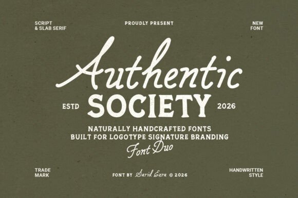 Authentic Society: Handcrafted Font Duo for Logos