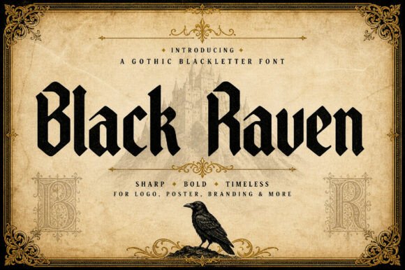 Unleash the Dark Elegance of Black Raven: A Gothic Blackletter Display Font