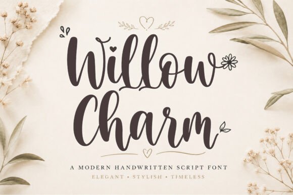 Willow Charm: A Handmade Script Font for Elegant Design